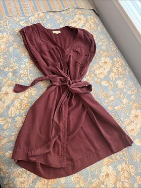 cloth & stone Sleeveless Tie-Waist Mini Dress - Wine